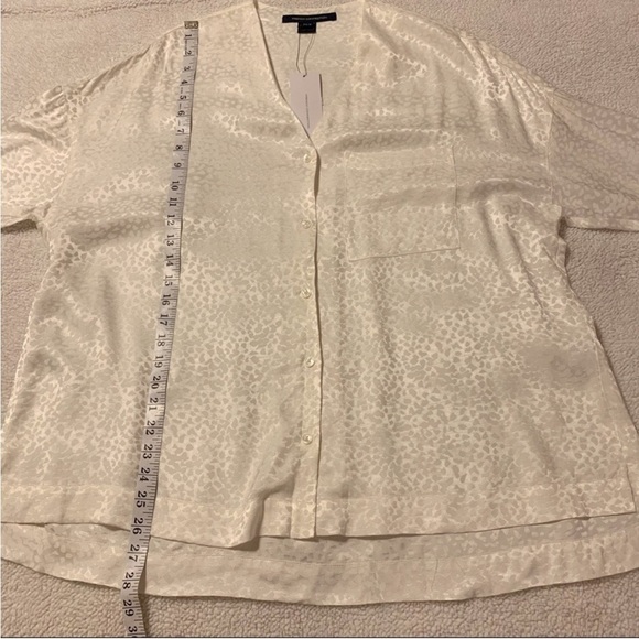 French Connection Shirt Chofa Drape V Neck Button Down Ivory Animal Print - Picture 8 of 14